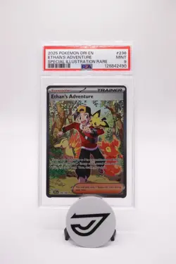 2025 POKEMON DRI EN-DESTINED RIVALS #236 ETHAN'S ADVENTURE PSA 9 - Image 1