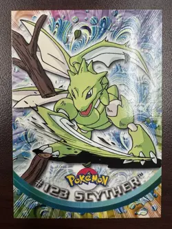 2000 Topps Pokemon TV Animation Edition Series 3 Non Holo Scyther #123 Blue Logo - Image 1