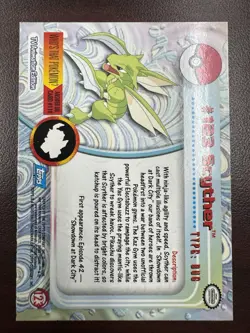 2000 Topps Pokemon TV Animation Edition Series 3 Non Holo Scyther #123 Blue Logo - Image 2