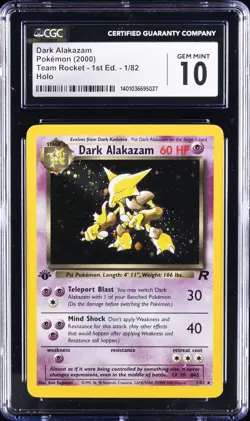 2000 POKEMON ROCKET 1ST ED #1 DARK ALAKAZAM-HOLO CGC 10 GEM MINT - Image 1