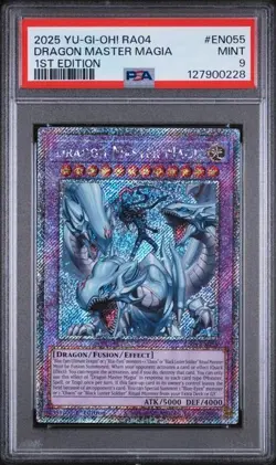 YuGiOh! PSA 9 Dragon Master Magia Platinum Secret Rare RA04-EN055 - Image 1