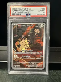Team Rockets Meowth Destined Rivals Illustration Card 203/182 PSA 10 - Image 1