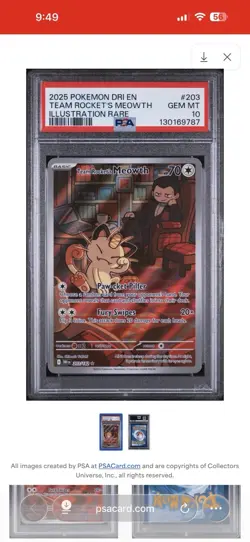 Team Rockets Meowth Destined Rivals Illustration Card 203/182 PSA 10 - Image 3