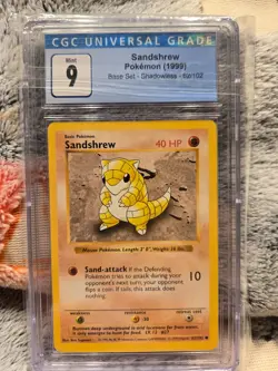 CGC 9 MINT Sandshrew Base Set 1st Edition Shadowless 62/102 Pokemon Card 1999 - Image 1