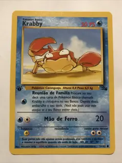 Krabby 51/62 1st Edition Fossil Set Common 1999 Portuguese Pokemon Card WoTC - Image 1