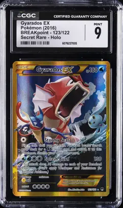 2016 POKEMON BREAKPOINT SECRET RARE- HOLO #123/122 GYARADOS EX CGC 9 - Image 1
