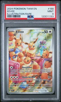2024 Pokemon TWM En-Twilight Masquerade #188 Eevee Illustration PSA 9 Rare - Image 1