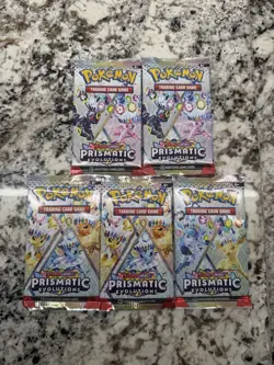 Pokemon Prismatic Evolutions sealed Booster Pack Lot of 5 Scarlet & Violet SV8.5 - Image 1