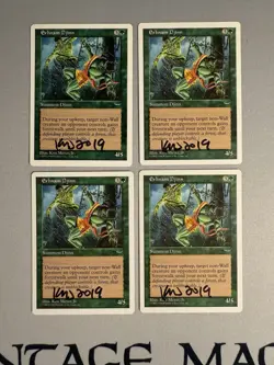4 x Anthologies Erhnam Djinn MTG Cards Signed by Artist Ken Meyer Jr. NM/M 1998 - Image 1