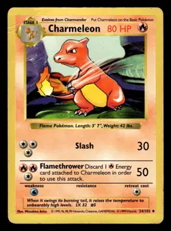Charmeleon 24/102 Shadowless Base Set Pokemon Card - Image 1