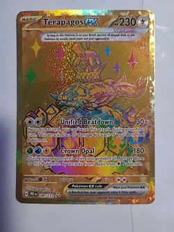 Pokemon 2024 SV Prismatic Evolutions Terapagos EX Holo Card 180/131 Full Gold - Image 2