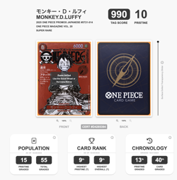 [PRISTINE990] TAG 10 One Piece Card Japanese Promo 014 Luffy Magazine Vol.20 18 - Image 3