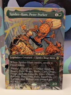 Spider-Ham, Peter Porker (Borderless) #201 FOIL Spider-Man Magic MTG -NM - Image 1
