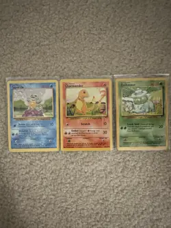 Bulbasaur Charmander Squirtle LP Starter Trio - Base Set Starter Trio 1999 - Image 1