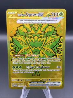 Teal Mask Ogerpon EX Pokemon Prismatic Evolutions Gold Hyper Rare # 177/131 - Image 1