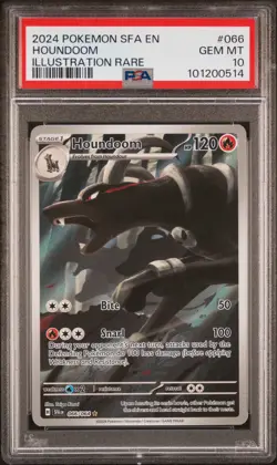 2024 POKEMON SFA EN-SHROUDED FABLE ILLUSTRATION RARE #066 HOUNDOOM PSA 10 - Image 1