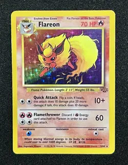 Flareon 3/64 Holo - (Creased) HP Heavy Played Pokemon TCG Jungle Card - Image 1