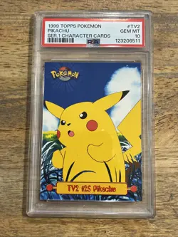 GRADED PSA 10 1999 TOPPS Pokemon Pikachu Ser.1 Character Cards #TV2 - Image 1