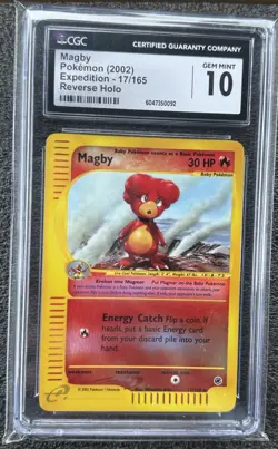 CGC 10 GEM MINT Magby 🔥 2002 Expedition 17/165 Reverse Holo Pokemon Card 🔥 psa - Image 1