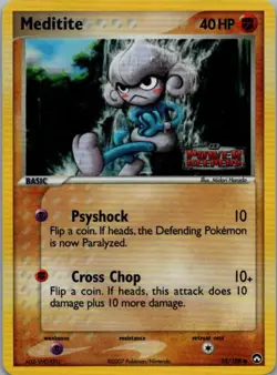 Pokemon TCG Meditite 55 Power Keepers Reverse Holofoil MP - Image 1