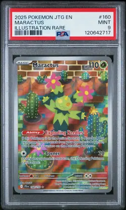 2025 POKEMON JTG EN-JOURNEY TOGETHER ILLUSTRATION RARE #160 MARACTUS PSA 9 - Image 1