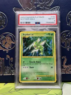 Pokemon TCG Scyther Platinum 130/127 Holo Rare PSA 8 - Image 1