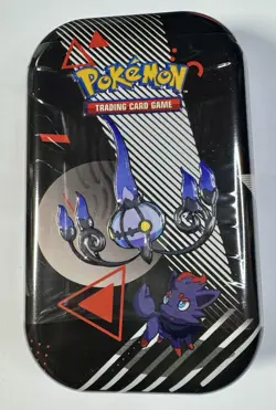 Pokemon TCG - S&V - Unova Mini Tin Chandelure & Zorua W/2pk BLK&WHT - Image 1