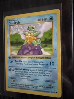 Pokemon Squirtle Base Set (Shadowless) 1st Edition 63/102 Common LP - Image 1