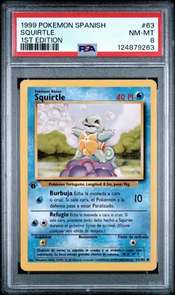 1999 Pokemon 1st Edition Base SPANISH Squirtle #63 PSA 8 - Image 1