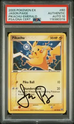 2005 POKEMON EX EMERALD #60 PIKACHU PSA AUTHENTIC AUTO 10 - Image 1