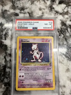 2000 Pokemon Base Set ll Holo Mewtwo 10/130 PSA 8 NM- MT - Image 1