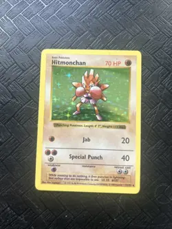 1999 Pokemon Game Base Set SHADOWLESS Hitmonchan Holo 7/102 NM/LP - Image 1