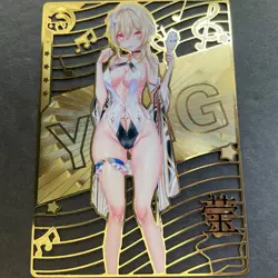WES - Goddess Story Gold METAL Card - NO Serial Number Card - Anime Bikini Girl - Image 1