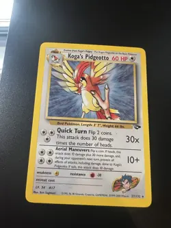 Koga’s Pidgeotto 27/132 Gym Challenge Unlimited 2000 Pokemon Card Rare NM - Image 1
