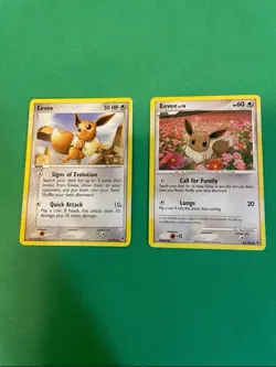 Eevee pokemon cards 62/100 (2008) & 63/100 (2004) New/Mint Condition - Image 1