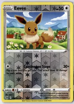 Eevee 205/264 Fusion Strike Common Reverse Holo Pokemon Card LP - Image 1