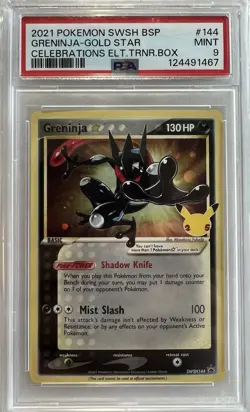 Pokemon TCG SWSH144 Greninja Gold Star Celebrations Card PSA 9 SUPER CLEAN - Image 1