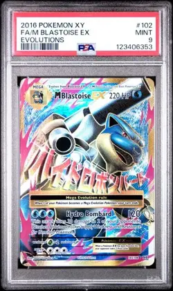 PSA 9 M BLASTOISE EX 102 XY EVOLUTIONS MEGA POKEMON MINT - Image 1