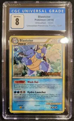 Blastoise 13/95 Staff Promo Unleashed Prerelease Rare CGC 8 NM/Mint Pokemon TCG - Image 1