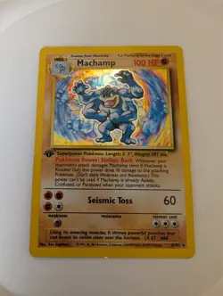 1999 Pokemon Base Set 1st Edition Shadowless Holo Machamp 8/102 - Image 1