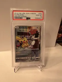 2019 Pokemon Japanese Sun & Moon Dream League 054/049 Pikachu Full Art PSA 10 - Image 1