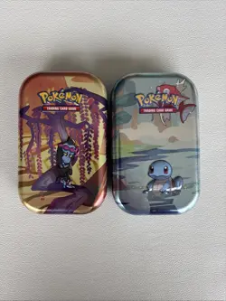 Lot of 2 *Opened & Empty* Pokemon TCG Tins (Squirtle & Munkidori) - Image 1