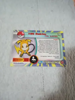 1999 Topps TV Animation Edition Raichu Pokemon Card #26 Non-Holo Blue Label - Image 2