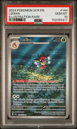 2024 Pokemon Stellar Crown # 144 Ledian Illustration Rare PSA 10 Card GEM MINT! - Image 1