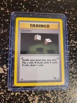 Pokemon Fossil Trainer Gambler 60/62 TCG Trading Card Game 1999 Unlimited - Image 3