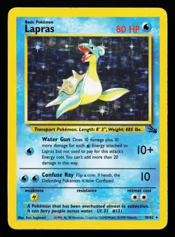 Lapras 10/62 Holo Rare Fossil Pokemon Card - Image 1