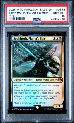 2025 MTG FINAL FANTASY FOIL #0553 SEPHIROTH, PLANET'S HEIR PSA 10 - Image 1