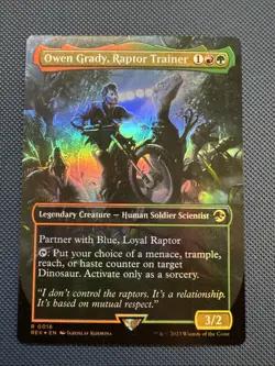 MTG Owen Grady, Raptor Trainer : Jurassic World Collection (REX) NM Foil - Image 1
