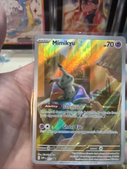 Pokemon Mimikyu SVP 075 Paldean Fates ETB Promo Light play LP - Image 2
