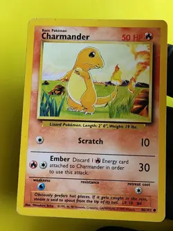 1999 Pokemon Base Set Unlimited Charmander #46 Extremely Mp - Image 1